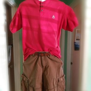 M Red Polo Shirt, 32w M Shorts, M belt